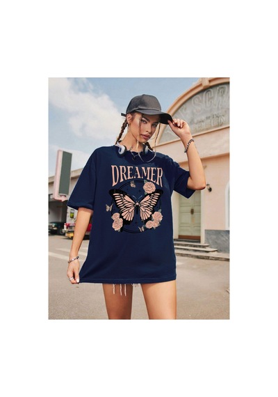 Medinenur Dreamer Baskılı Unisex Tshirt Lacivert