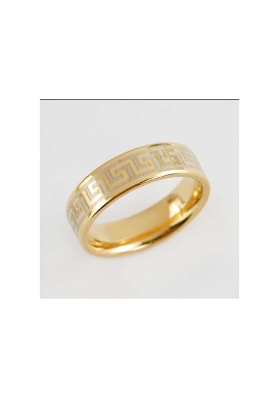 İşlemeli Gold Çelik Alyans Yüzük Gold - 664149510 Gold