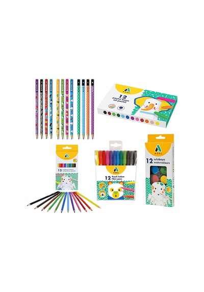Adel Boya Set 12 Li Kuru - Sulu - Pastel - Keçeli Kurşun Kalem