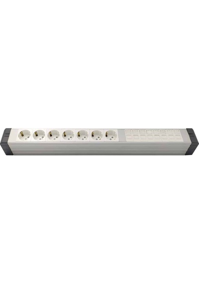 Amp Connect Alüminyum Profil Yatay Donatılmış Brotik 7'li Blok Priz + 8 Cat3 Telefon Veya Cat5 Cat6 Data Prizi