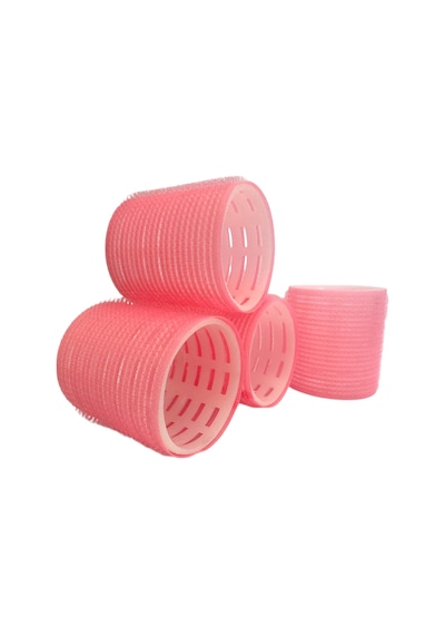 Croc 4lü Büyük Boy Plastik Bigudi Pembe Cb23 - Cırtlı Yapışkanlı Saç Bigudisi Pembe