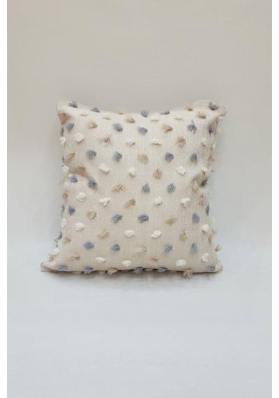 Pastel Püsküllü Kırlent Kılıfı Bej Renk -43x43cm - Modern Ve Neşeli Tasarım Bej