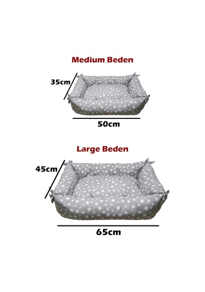 Lüx Kedi Köpek Yatağı, Yıldız Desenli, Gri, M Beden