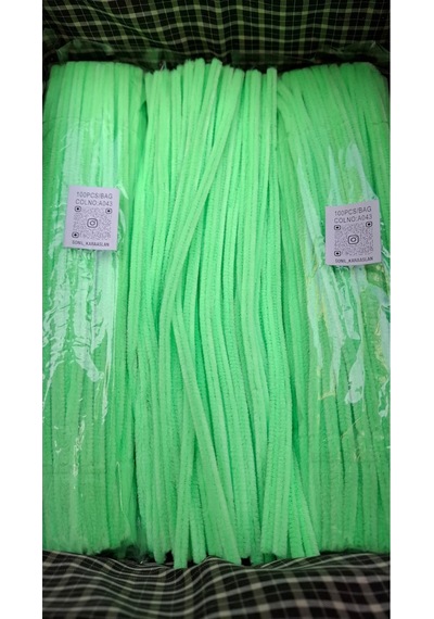 30 Cm A043 Yeşil Kod Şönil - Tüylü Hobi Çubuğu 100 Lü Paket