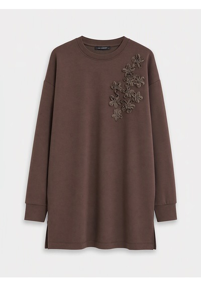 Lcw Everyday Kahverengi Soft Touch Çiçek Aplikeli Kadın Sweatshirt Tunik Lcw Everyday Kahverengi Soft Touch Çiçek Aplikeli Kadın Sweatshirt Tunik