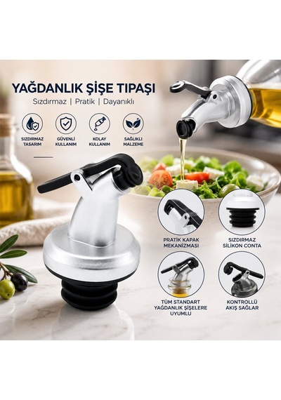 İbico İ22-145 Plastik Kilitli Kapak Yağdanlık Şişe Tıpası Gri - 100'li Paket Diğer