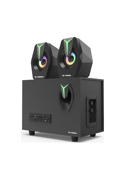 Torima D37 Siyah Bluetooth Hoparlör 2in1 Subwoofer Rgb Işıklı Bilgisayar Hoparlörü Speaker