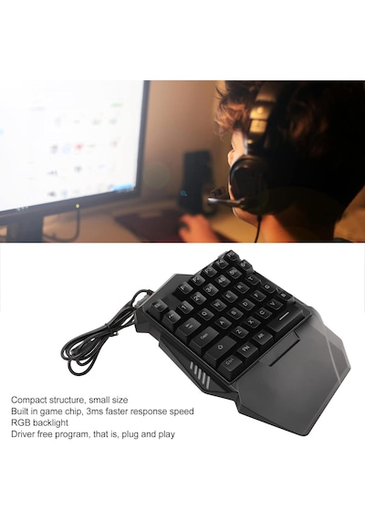 G7 Tek El Kullanım Gaming Oyuncu Usb Kablolu Klavye Rgb Led Işıklı 35 Tuşlu Taşınabilir Mini Oyun Tuş Takımı