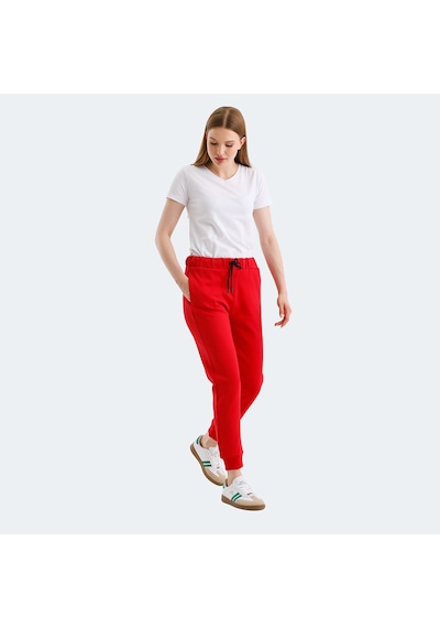 Slazenger VETERAN Kadın Cepli Kırmızı Eşofman Altı