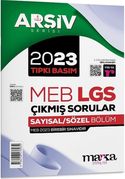 Marka 8. Sınıf Arşiv Serisi Lgs 2023 Çıkmış Sorular Çözümlü Tıpkı Basım Marka Yayınları