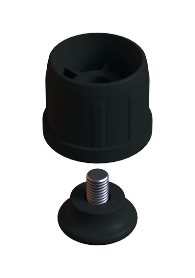 Cateksss 38 Mm Kademeli Plastik Rotil Ayak M8 - Boru Profil Ayağı Tezgah Ayarlı Ayak Siyah - 35 Li Paket