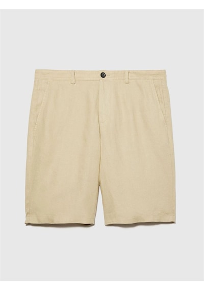 Sisley %100 Keten Slim Fit Bermuda Şort Erkek Bej Şort - 325p4aghs9010