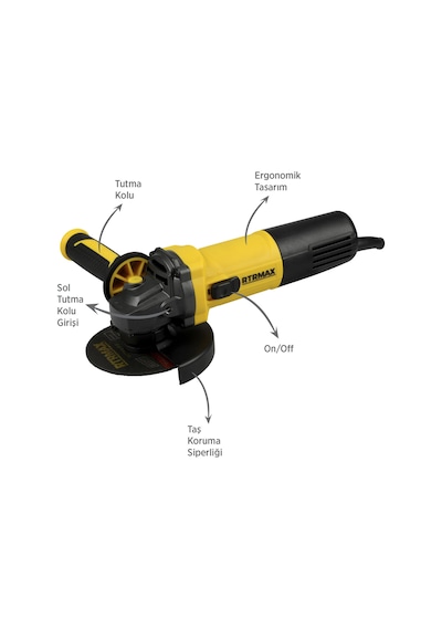 Rtrmax RTM1095 Avuç Taşlama Makinası 125 mm 950 W Devir Ayarlı