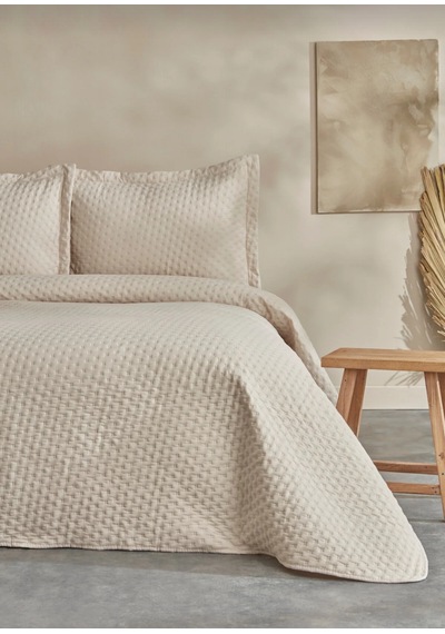 Karaca Home Breeze Soft Çift Kişilik Yatak Örtüsü Takımı Ekru Be
