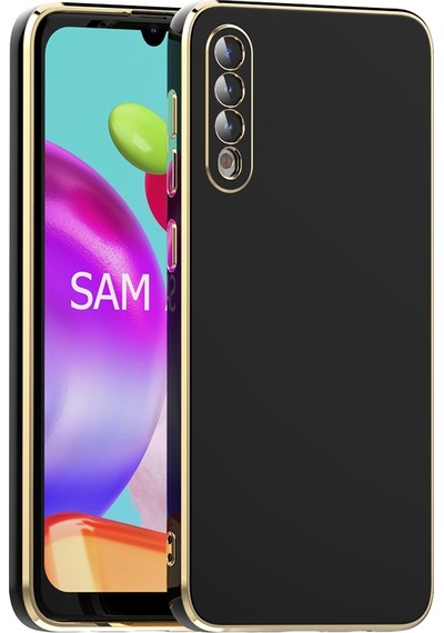 Samsung Galaxy Uyumlu A50 Kılıf Zore Kenarı Gold Renk Silikon Bark Kapak