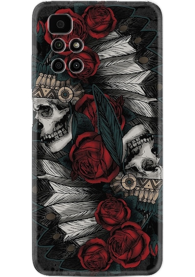 Xiaomi Redmi 10 2022 Kilif Silikon Desen Skull Rose 1673 536466799