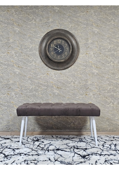 Zafir Beyaz Boyalı Sivriltme Ayaklı 90 Cm Puf Bench - Puf - Bench - Kasalı Oturak - Oturak - Yatak Ucu Puf Kahverengi