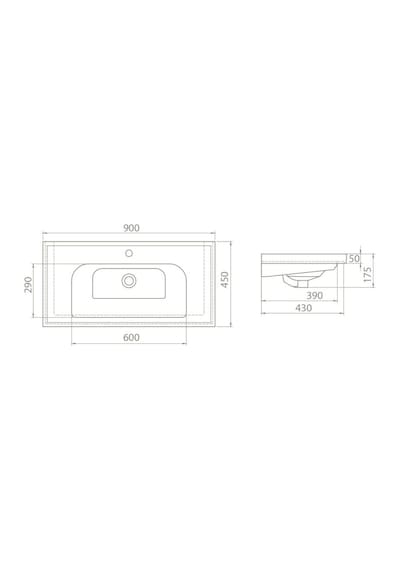 Turkuaz Seramik Cerastyle Frame Damlalıklı Lavabo 90CM Hariç
