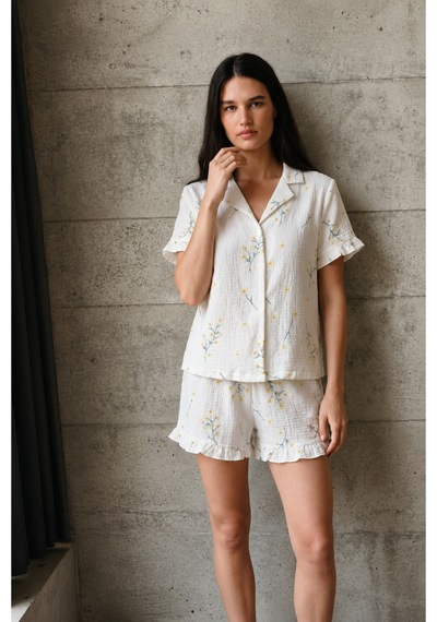 Kadın V Yaka Comfort Fit Çok Renkli Pijama Takımı