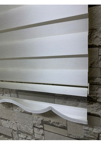 Bambu Acık Krem Renk Zebra Perde (Etekli)