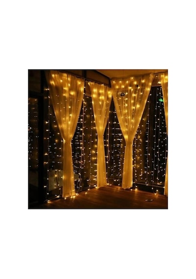 3x2 Metre Perde Led Animasyonlu 12 Saçaklı 240 Ledli Fişli 8 Fonksiyonlu
