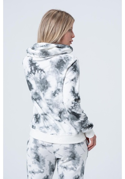 Kadın Batik Kapüşonlu Sweatshirt Gri