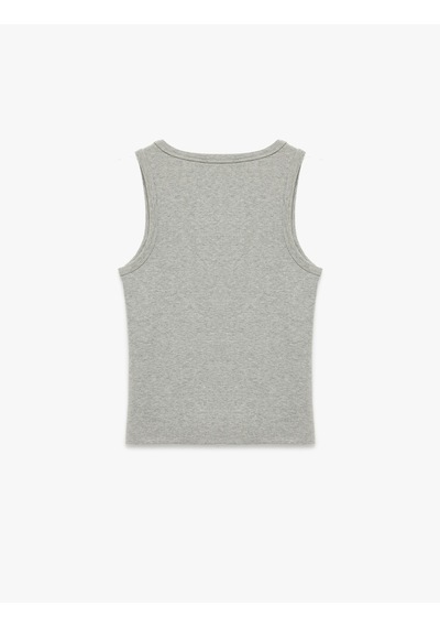 Koton Pamuklu Kaşkorse Slim Fit U Yaka Fitilli Atlet Gri Melanj 6sak10387ek
