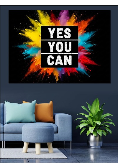 "yes You Can" Evet Yapabilirsin Motivasyon Yazısı Dekoratif Kanvas - Mdf Ahşap Tablo