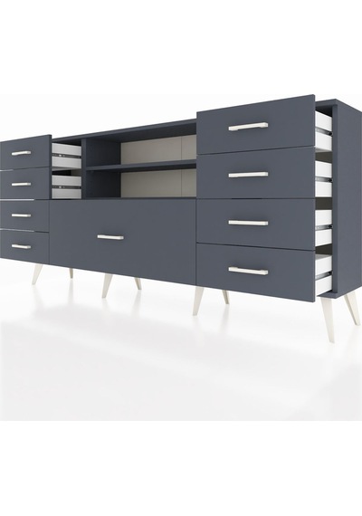 Arges Konsol 2 Raflı 9 Çekmeceli 176x30x83 Antrasit-antrasit/antrasit Antrasit/antrasit Arges Konsol 2 Raflı 9 Çekmeceli 176x30x83 Antrasit-antrasit/antrasit Antrasit/antrasit