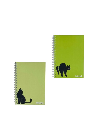 A5 Spiralli Kedi Konsept Defter 40 Yaprak 4'lü Tamamı Çizgisiz