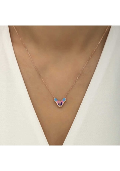 925 Ayar Gümüş Rose Minimal Kadın Gümüş Kolye