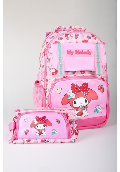 X Dekomus Lisanslı My Melody Sweet Berry Collection Büyük Boy Okul Çantası Ve Kalem Çantası Seti Açık Gri