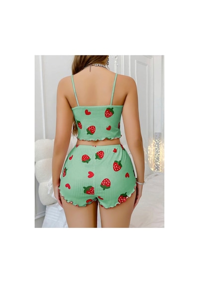 Lily Bianca Nightwear Askılı Göbek Kısmı Dekolteli Fiyonk Detaylı Ve Şortlu Penye Gecelik Yeşil Lily Bianca Nightwear Askılı Göbek Kısmı Dekolteli Fiyonk Detaylı Ve Şortlu Penye Gecelik Yeşil
