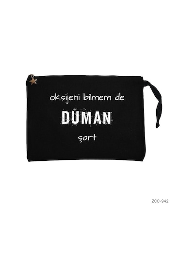 Zepplin Giyim Duman Şart Siyah Clutch Astarlı Cüzdan / El Çantası