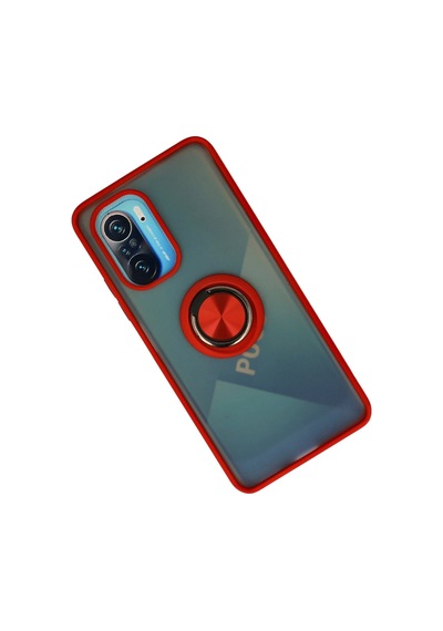 Uryport Xiaomi Redmi K40 Kılıf Montreal Yüzüklü Silikon Kapak - Kırmızı
