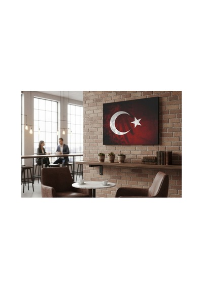 Türk Bayrağı Kanvas Tablo Ay Yıldız Modern Duvar Dekoru Çok Renkli Çok Renkli