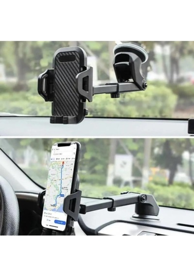 Araç Oto İçi 2in1 Uzayan Vantuzlu Ve Havalandırma Telefon Tutucu Tutacağı Sh3100 1-black