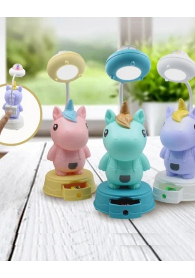Unicorn Led Masa Lambası Dokunmatik Gece Lambası Çekmeceli, Esnek Boyunlu, Çocuk Odası Işık Yeşil