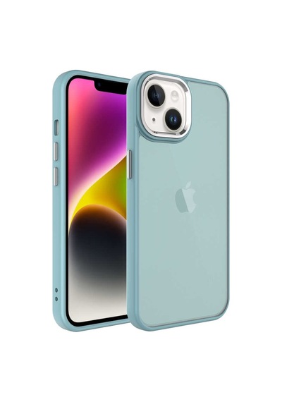 Zeyline Apple Uyumlu iPhone 14 Plus Buzlu Sert Pc Zore May Kapak-mavi