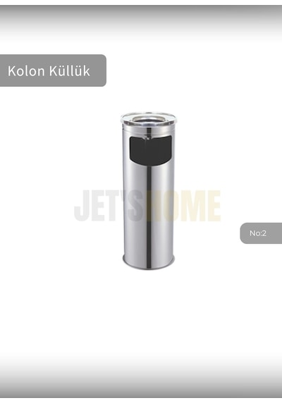 Jet's Home Kolon Küllük Paslanmaz Dış Mekan Sigaralık Lüks Ayaklı Küllük No:2 Çöp Kovası Kutusu Gri