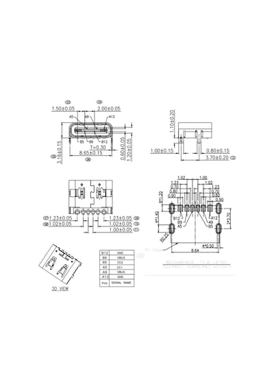 Type-c Usb Soket 6 Pin Smd Usb 3.1 Cep Telefonu Elektronik Cihaz Usb Port Konnektör Şarj Soketi Dişi