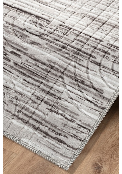 Villadia Home Textile Modern Desen Emboss Baskılı Kaymaz Taban Elit Şık Dört Mevsim Yıkanabilir Halı Yolluk Oturma Salon Odası Vd1092gri Gri