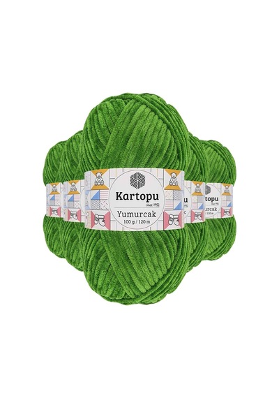 Kartopu 5 Adet Yumurcak Kadife El Örgü Ipi Yeşil K469 769107180999