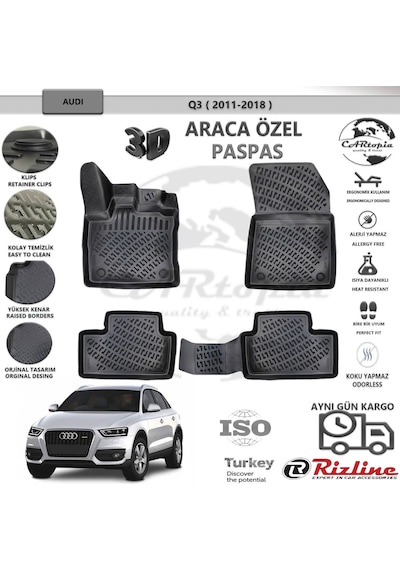 Audi Q3 / 2011-2018 / Siyah / Rizline Paspas