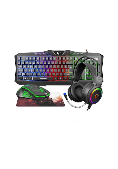 Rampage KM-404 ARGENTI Rainbow Aydınlatmalı USB Gaming Combo Q Klavye + Kulaklık + Mouse + Mousepad
