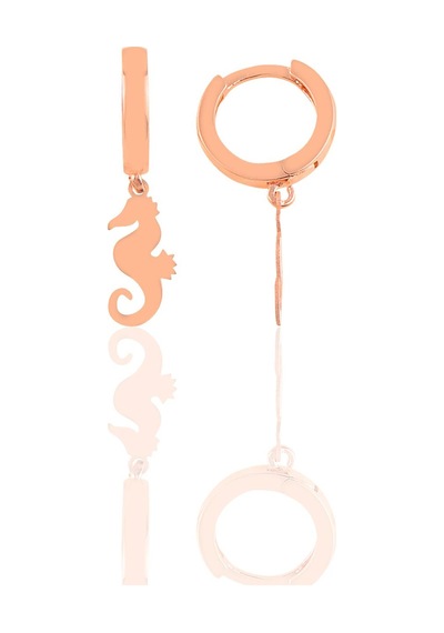Söğütlü Silver Gümüş Deniz Atı Küpe Barcode Gold - Rose Gold - Rodyum