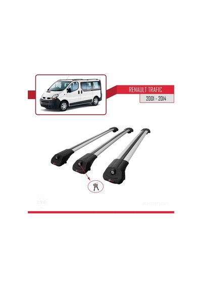 Renault Trafic 2001-2014 Arası İle Uyumlu Ace-1 Ara Atkı Tavan Barı Gri 3 Adet Bar