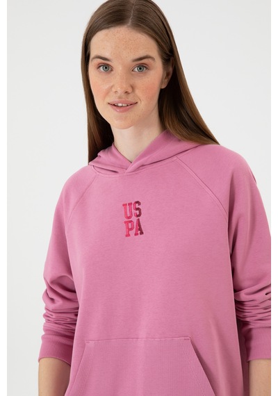U.S. Polo Assn. Kadın Koyu Pembe Yırtmaçlı Kapüşonlu Sweatshırt 50313611-VR167