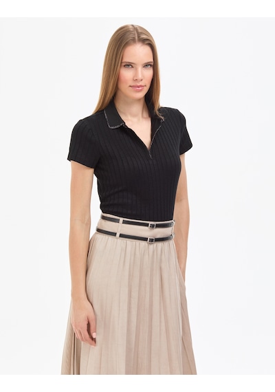 Pierre Cardin Kadın Siyah Tişört Basic 50320697-vr046