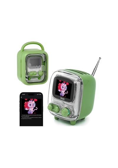 Tiivoo-2 Retro Bluetooth Hoparlör, Fm Radyo, Piksel Sanat Ekranı, Yeşil